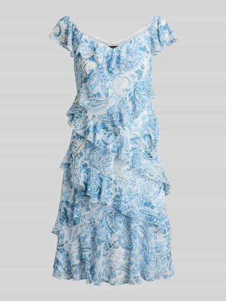 Lauren Ralph Lauren Cocktailkleid mit Volants in Weiss, Gr&ouml;&szlig;e 34