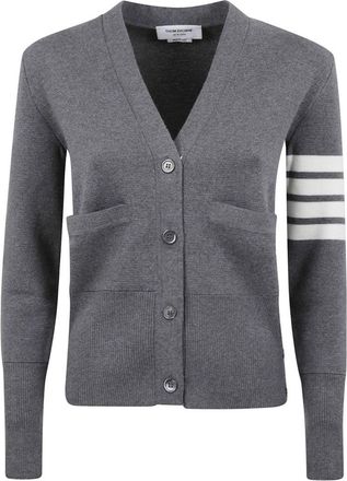 Thom Browne Wool V-Neck Cardigan With Four-Bar Detail