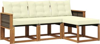 vidaXL Conjunto De Sof&aacute;s De Exterior 4 Uds. Natural Y Crema Vidaxl