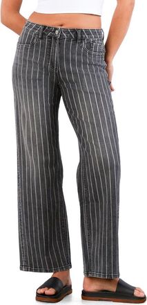 HINT OF BLU Stripe High Rise Wide Leg Jeans in Grey Stripes at Nordstrom, Size 25