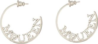 Alexander McQueen Silver Logo Hoop Earrings