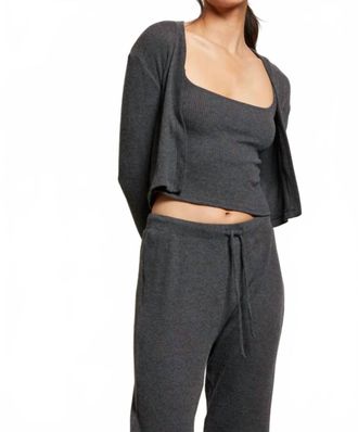 perfectwhitetee Kelsey Long Sleeve Cardigan In Charcoal