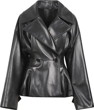 Balenciaga Jassen, Dames, Zwart, S, Katoen, Gevouwen Korte Trenchcoat