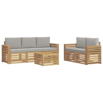 vidaXL Conjunto De Sof&aacute;s De Exterior 6 Uds. Blanco Y Gris Claro Vidaxl