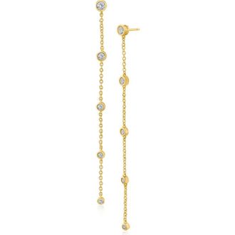 Kenneth Jay Lane Cubic Zirconia Station Drop Earrings in Gold Plated at Nordstrom