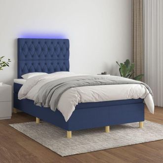 vidaXL Vidaxl - Cama Box Spring Con Colch&oacute;n Y Led Tela Azul 120x200 Cm