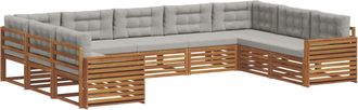 vidaXL Conjunto De Sof&aacute;s De Exterior 9 Uds. Gris Natural Y Claro Vidaxl