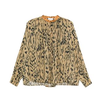 Forte_Forte Dames, Blouses & Shirts, Bruin, Maat: M Katoen