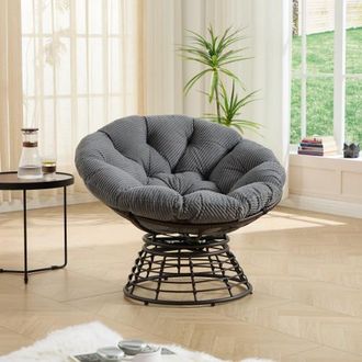 OEM Comoda Poltrona Papasan Ergonomica In Vimini, Girevole A 360&deg; Per Interni Ed Esterni, Con Morbido Cuscino Spesso, Ideale Per Soggiorno, Camera Da Lett