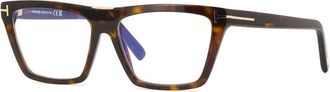 Tom Ford Eyeglasses Square Full Rim, Shiny Black Frame And Clear Blue Light Block Lenses Lens Ft5912-B001