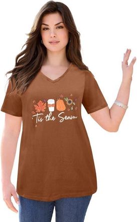 Roaman's Graphic Tee in Cognac Autumn Print at Nordstrom, Size 28