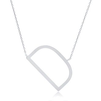MAX + STONE Sterling Silver Large Sideways Block Letter Initial with Extendable Cable Chain, 16 to 18 inches