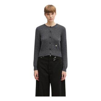 J.W.Anderson Cardigan met contrasterend borduurwerk - Dames - Truien - Grijs - Maat: S Wol