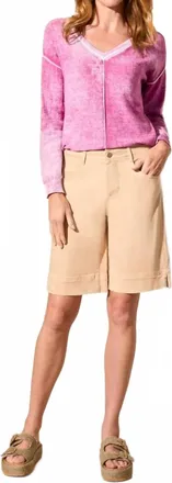 Tribal Wide Leg Bermuda Short In Safari