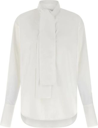 Nude Nude, Overhemden, Dames, Wit, S, Katoen, Lavalli&egrave;re Kraag Shirt