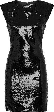 Philipp Plein T-shirt Jurk Mouwloos met Kristallen - Dames - Feestkleedjes - Zwart - L - Polyester - Kleedjes