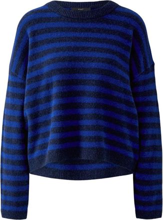 Oui Ronde hals gebreide kleding - Dames - Ronde hals truien - Blauw - S - Wol - Truien & Vesten