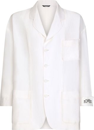 Dolce & Gabbana linen-silk single-breasted blazer - men - Silk/Flax - L - White