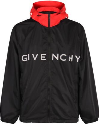 Givenchy Jassen, Heren, Blauw, M, Polyester, Technische Stoffen Jas met Capuchon