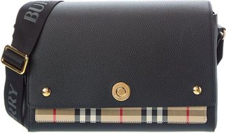 Burberry Note Medium Check Canvas & Leather Shoulder Bag