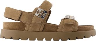 Tory Burch Mellow Sport Sandaal - Dames - Sandalen - Bruin - 36 EU - Leer - Schoenen