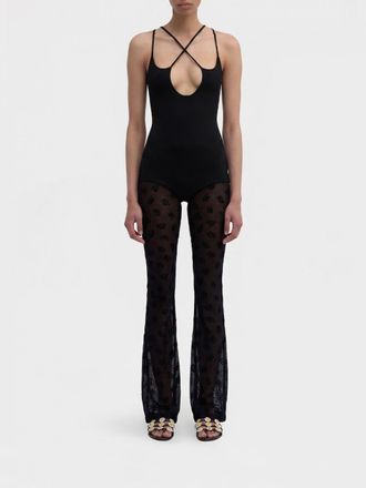 MACCAPANI Dance Jumpsuit in Ribbed Viscose and Polyamide with Floral Motif