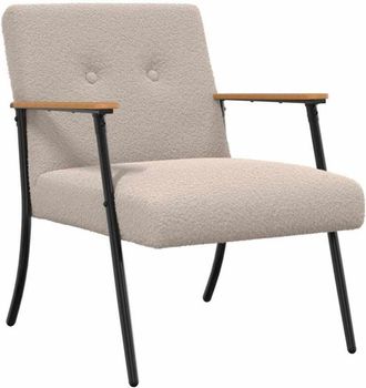 vidaXL Armchair Light Grey 59 x 75 x 78 cm Curly Wool-like Fabric vidaXL