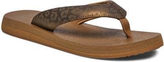 Sanuk Yoga Mat II Leather Flip Flop in Leopard Metallic at Nordstrom, Size 10