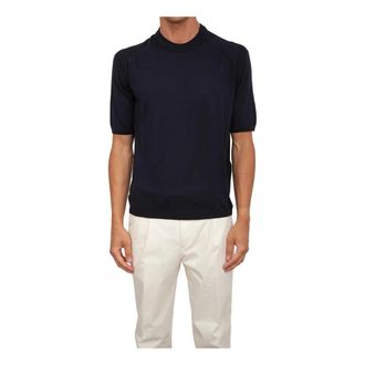 Emporio Armani Blauwe Pullover Sweater Stijlvolle Mode - Heren - Ronde hals truien - Blauw - 3XL - Katoen - Truien & Vesten