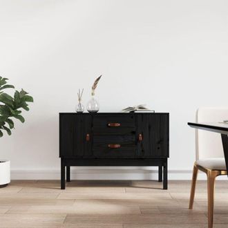 vidaXL Credenza Nera 110x40x78 cm in Legno Massello di Pino - Vidaxl