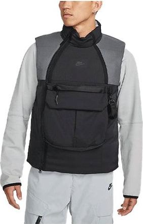 Nike Mens Nike Sportswear Therma-FIT Tech Pack Colorblock Splicing Stay Warm Vest Tops Black DD6637-010