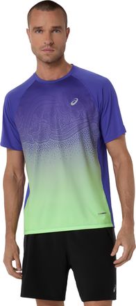 Asics Laufshirt ASICS ROAD FADE SS TOP, Herren, Gr. XXL, cobalt burst, illuminate gr&uuml;n, Obermaterial: 100% Polyester, Shirts Laufshirt, Kurzarm, f&uuml;r Erwachs