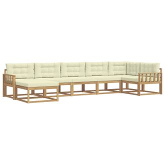 vidaXL Conjunto De Sof&aacute;s De Exterior Con Coj&iacute;n 7 Pcs Blanco Y Crema Vidaxl