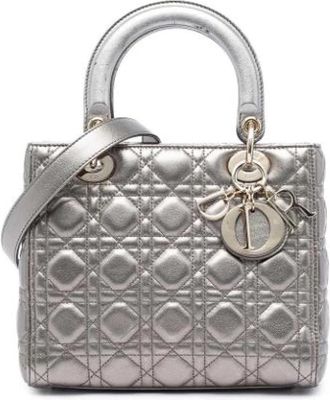 Dior Pre-owned Lady Dior - Dames - Vintage Handtas - Grijs - ONE Size - Leer - Vintage
