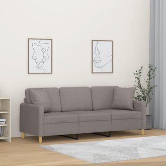 vidaXL Vidaxl - Sof&aacute; De 3 Plazas Con Cojines Tela Gris Taupe 180 Cm