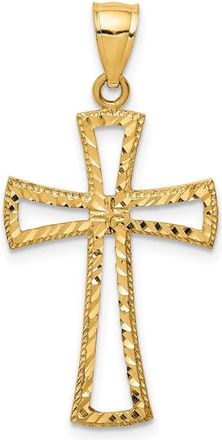 Diamond2Deal 14k Yellow Gold Diamond-Cut Cross Pendant