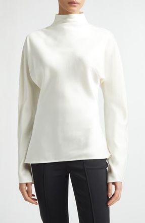 R&oacute;he Long Sleeve Satin Top in Cream at Nordstrom, Size 10 Us