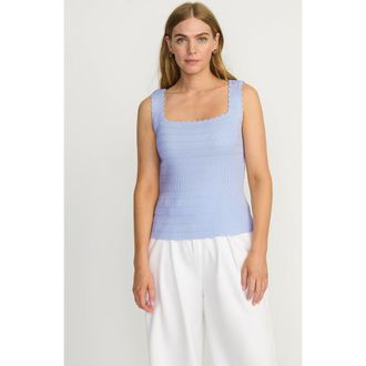 Lands End High Retention Square Neck Tank Sweater in Soft Sky Blue at Nordstrom, Size X-Large