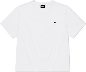 Dalix Lil Heart Relaxed Midweight Jersey Tee in White at Nordstrom, Size Xx-Large