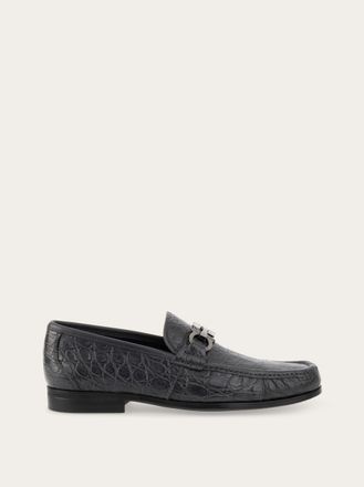 Ferragamo Men Moccasin with Gancini ornament Grey Size 10.5