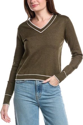 Theo & Spence Theo And Spence Stipe Trim V-Neck Sweater