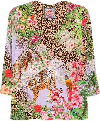 Johnny Was T-shirt con maniche a 3/4 - Marrone