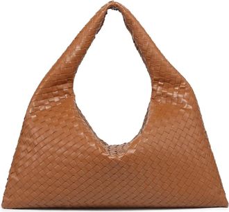 Generic Compatible For Large Ladies Underarm Bag Cross-Border Woven Dumpling Shape Soft Polyester Lining Zipper Closure Daily Use(G)