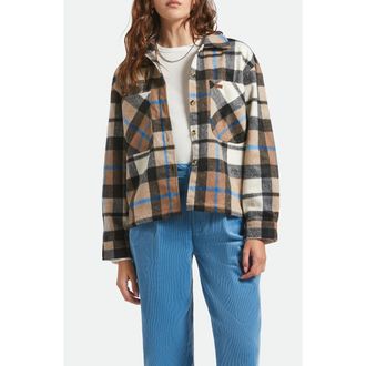 Brixton Bowery Plaid Flannel Button-Up Shirt in Washed Black/Sand at Nordstrom, Size X-Small