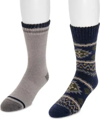Muk Luks Wool Blend Socks 2 Pair Pack in Ebony/dark Grey Heather at Nordstrom