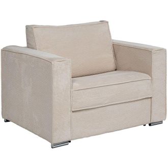 Vente-Unique Vente-unique - Poltrona letto a ribalta Posto letto 70 cm Materasso 14 cm in Velluto a coste Beige - loreto