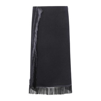 Jil Sander Rokken, Dames, Zwart, M, Fringe Trim Midi Rok