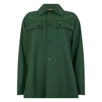 Alberta Ferretti Jassen, Dames, Groen, S, Wol, Oversized Overshirt