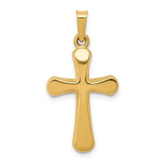 Diamond2Deal 14k Yellow Gold Polished Rounded Cross Pendant