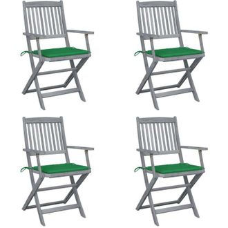 vidaXL Set da 4 sedie da esterni in robusto legno con braccioli e cuscini vari colori colore : Verde
